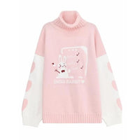 Pink Bunny Turtleneck Pullover