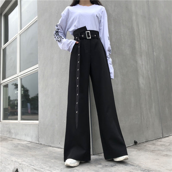 High Waist Wide Leg Gothic Trousers