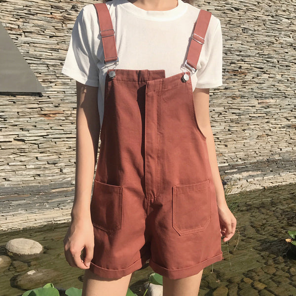 Vintage Denim Overalls Shorts