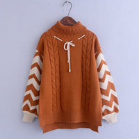 High Collar Knitted Mori Girl Pullover