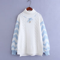 High Collar Knitted Mori Girl Pullover