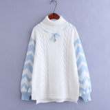 High Collar Knitted Mori Girl Pullover