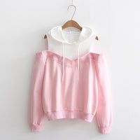 Pink Off Shoulder Hoodie