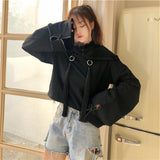 Gothic Cropped Kpop Hoodie