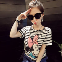 Striped Minnie Graphic Print T-shirt