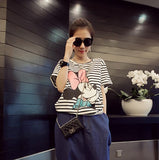 Striped Minnie Graphic Print T-shirt