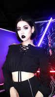 Black Gothic Long Sleeve Off Shoulder Top