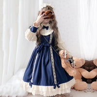 Red Lolita Baby Doll Vintage Long Sleeve Dress