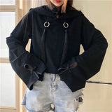 Gothic Cropped Kpop Hoodie