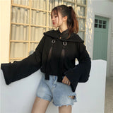 Gothic Cropped Kpop Hoodie