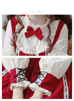 Red Lolita Baby Doll Vintage Long Sleeve Dress