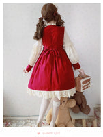 Red Lolita Baby Doll Vintage Long Sleeve Dress