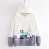 Pink Kitty Cat Printed Hoodie With Ears