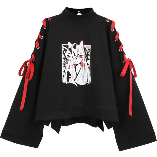 Black Pullover Anime Top