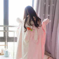 Soft Hooded Pink Bunny Robe