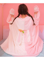 Soft Hooded Pink Bunny Robe