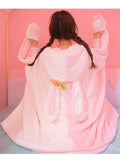 Soft Hooded Pink Bunny Robe