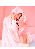 Soft Hooded Pink Bunny Robe