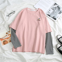 Rainbow Ulzzang Rainbow Stripe Long T-shirt