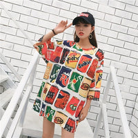 Rainbow Ulzzang Rainbow Stripe Long T-shirt