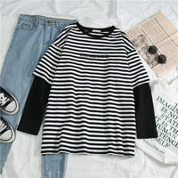 Rainbow Ulzzang Rainbow Stripe Long T-shirt