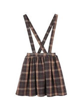 School Girl Plaid Suspender and Collar Blouse Set