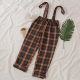 School Girl Plaid Suspender and Collar Blouse Set