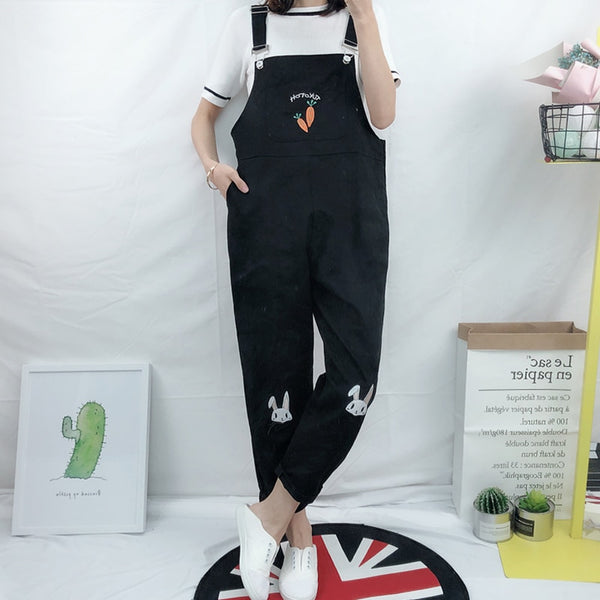 Bunny Embroidered Overalls