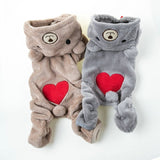 Teddy Bear Heart Fleece Onsie For Small Dogs