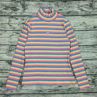 Rainbow Stripped Turtleneck Top