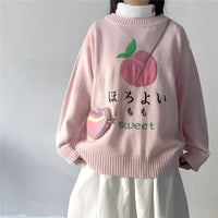 Pink Embroidery Knitted Sweater