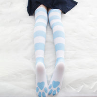 Paw Print Thigh High Socks