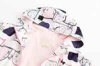 Kitty Cat Print Hooded Coat