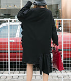 Black Fringe Oversized Sweater Dress