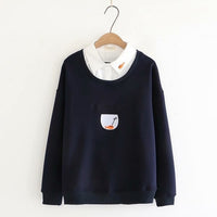 Preppy Loose Pullover With Collar