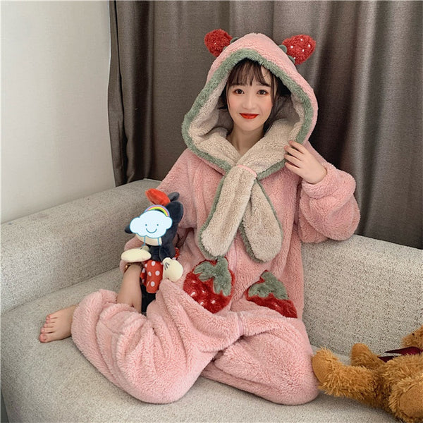 Strawberry Pocket Jumpsuit Pajamas