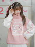 Pink Bunny Turtleneck Pullover