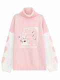 Pink Bunny Turtleneck Pullover