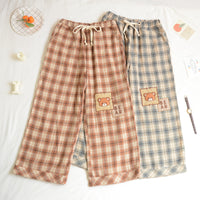 High Waisted Plaid Teddybear Wide Leg Pants