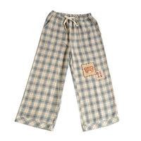 High Waisted Plaid Teddybear Wide Leg Pants