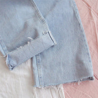 High Waisted Loose Straight Leg Denim Pants