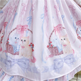 Pink Lolita Dress With Ruffles and Cat Print