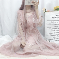 Pink Lolita Mesh Ruffle Tulle Long Sleeve Princess Dress