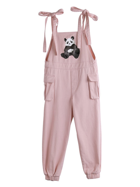 Pink Panda Overalls