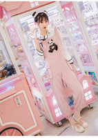 Pink Panda Overalls