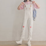 Anime Embroidery Yellow Overalls