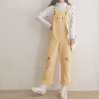 Anime Embroidery Yellow Overalls