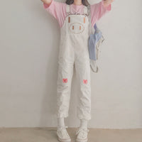 Anime Embroidery Yellow Overalls