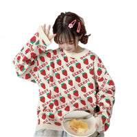 Strawberry Knitted Crewneck Loose Sweater