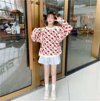 Strawberry Knitted Crewneck Loose Sweater